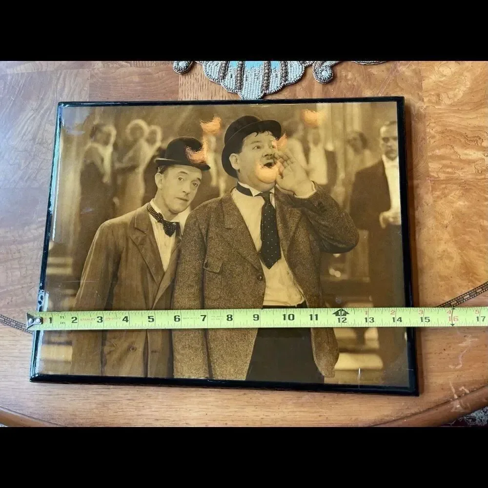 VINTAGE LAUREL & Hardy Framed Laquered Photo